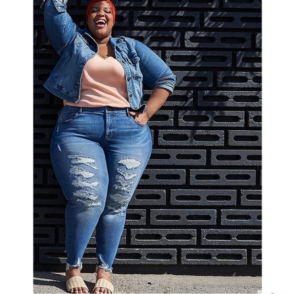 Tall Inseam - Bombshell Skinny Premium Stretch High-Rise Destructed Jean - Picture 4 of 12